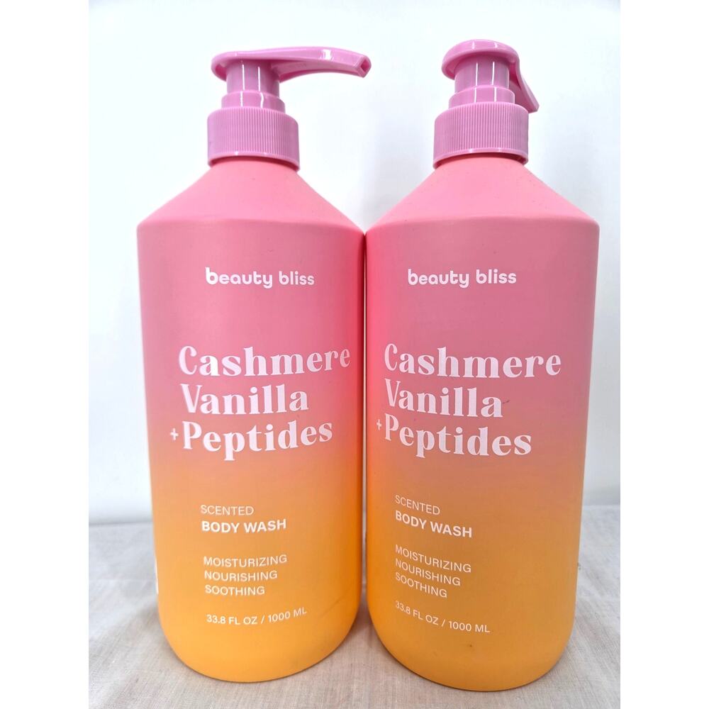 NEW Beauty Bliss Cashmere Vanilla + Peptides Scented Body Wash Lot of 2